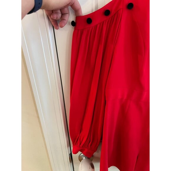 Alexis‎ Revolve Womens Asher Cold Shoulder Red Romper Black Pom Size M NWOT - Picture 4 of 6